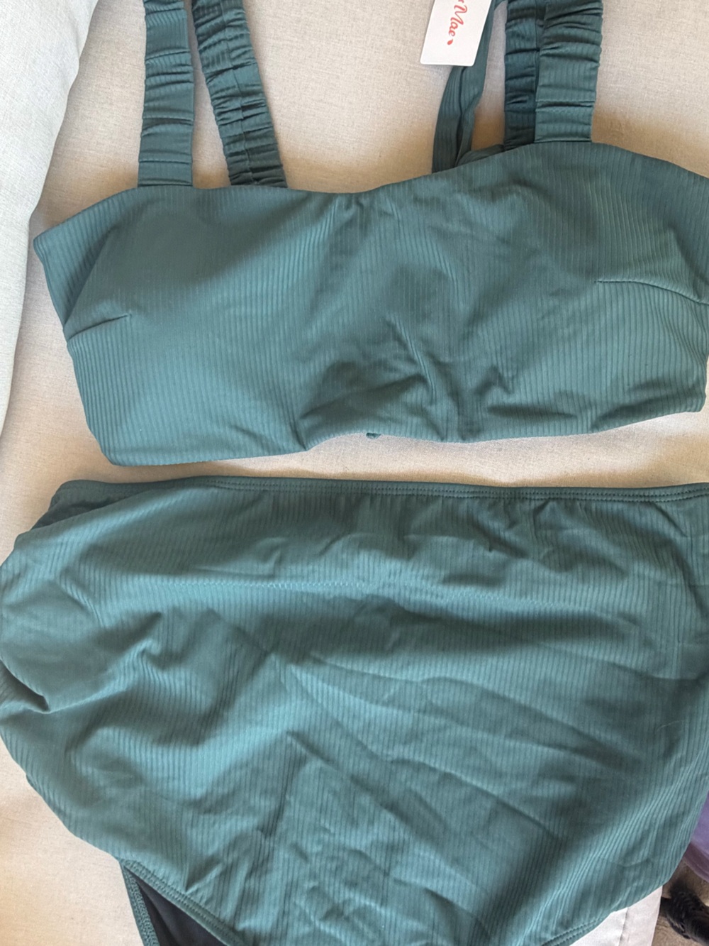 Maternity Ribbed Tank Bikini Set - Slate Green - Picture 2 of 5